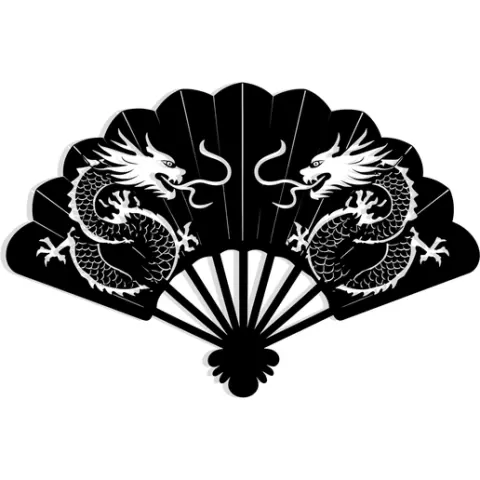 traditional folding fan with dragons in the folds 1 - 2D/3D Wall Art STL+SVG For CNC Router, Plasma, Waterjet, Laser & 3D Printer