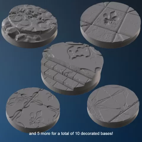 10 round gothic ruins bases by Feedmy3dprinter