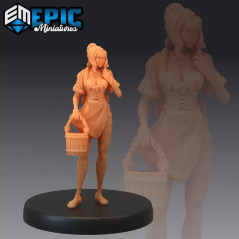 Tavern Waitress Bucket / Villager / Female Human Character by Epic-Miniatures