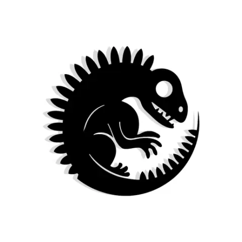 baby dinosaur curled up inside a fossil spiral - 2D/3D Wall Art STL+SVG For CNC Router, Plasma, Waterjet, Laser & 3D Printer
