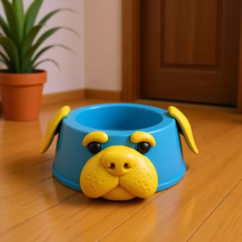 Dog Food Dish Dog Face Design STL 3D Print | Dog Face Bowl 3MF Model