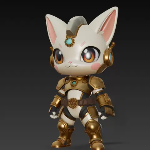 Steampunk Mew – Chibi Cat Mech Explorer