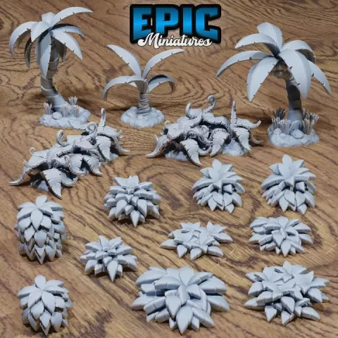 Grass and Palm Set / Jungle Environment / Aztec Items / Swamp Decoration / Marshland Dungeon Equipment / Tropical Area Theme / Forest Wetland Encounter by Epic-Miniatures