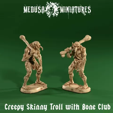 Creepy Skinny Troll with Bone Club by Medusa Miniatures
