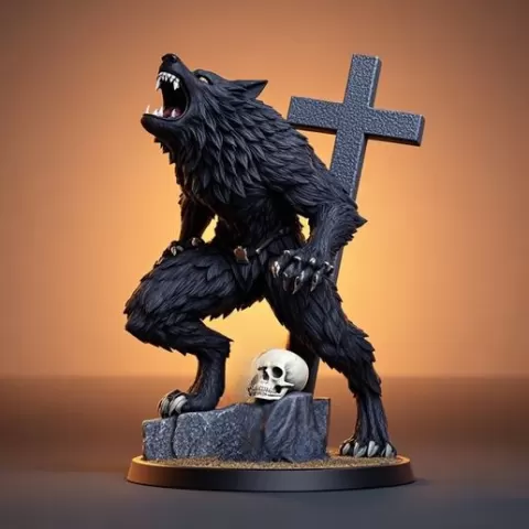2241 COLORFUL Werewolf Howling - 3D Model, magic, dragon, serpent, mask, gnome, gorgon, venetian carnival, wild, fox, monster, cat, fair, witch, werewolf, horror, beast, snake, troll, skeleton dance
