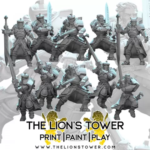 Kingdom of Talarius - Kingsguard Greatswords (Set of 12 x 32mm presupported miniatures) by The Lion's Tower Adventurers Guild
