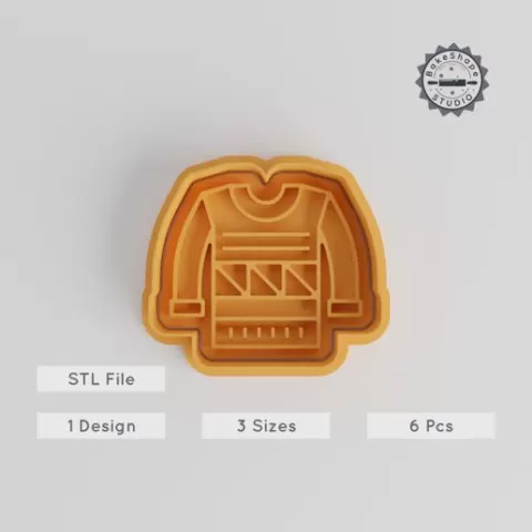 Sweater Shape Cutter & Stamp, Perfect for Cookies & Fondant, S/M/L, Set of 6, Winter & Cold Weather Theme