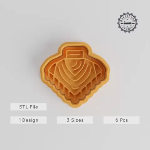 Winter Scarf Shape Cutter, Stamp Set for Cookies & Fondant, Fashion Accessory, 6-Piece, S/M/L Sizes