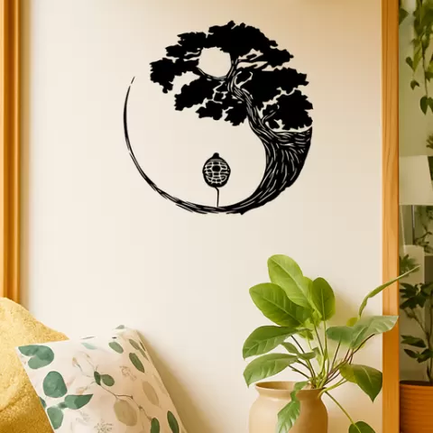 Zen Tree Lantern - Wall Art Multicolor