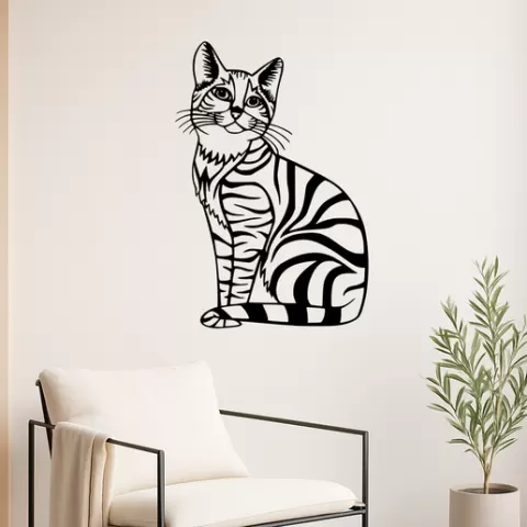Zebra Striped Cat - Wall Art Multicolor