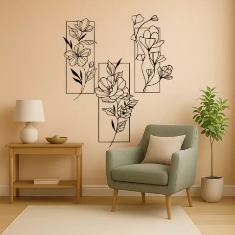 Floral Triptych - Wall Art Multicolor