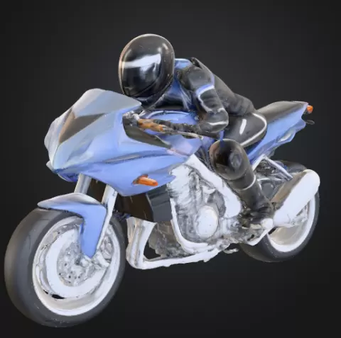 Dynamic Motorcycle Rider 3D Model