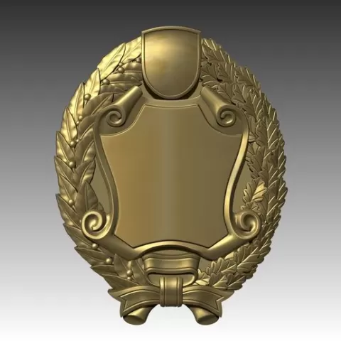 Blank Heraldic Shield with Laurel Wreath