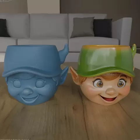 Cute Elf Head Planter STL 3D Print Model