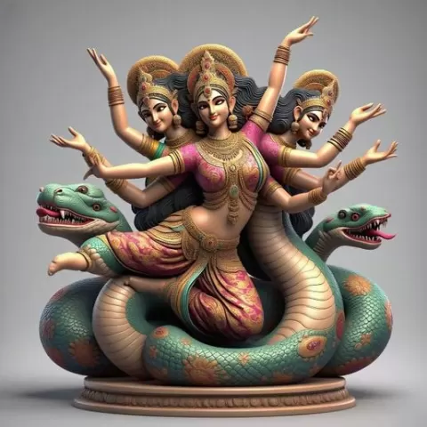 2090 Indian Serpent Woman Dancer on Pedestal, magic, dragon, serpent, mask, gnome, gorgon, venetian carnival, wild, fox, monster, cat, fair, witch, werewolf, horror, beast, snake, troll, skeleton dance