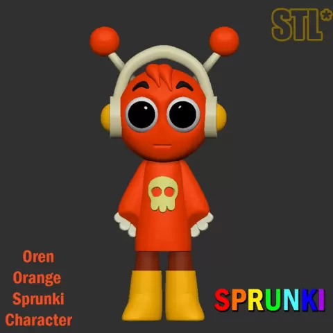 Orange Oren STL file Sprunki Incredibox STL 3D Character Fan - FnFLab