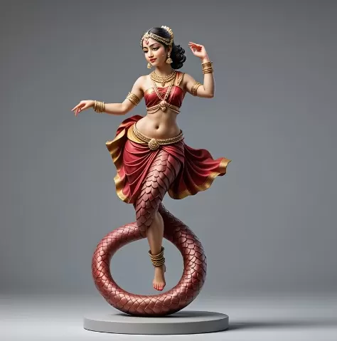 2083 Indian Serpent Woman Dancer on Pedestal, magic, dragon, serpent, mask, gnome, gorgon, venetian carnival, wild, fox, monster, cat, fair, witch, werewolf, horror, beast, snake, troll, skeleton dance