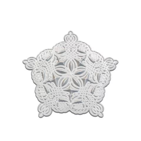 Pentagon Crown Lace Medallion STL - Filigree Floral Royal Badge 3D Print