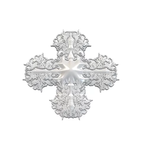 Ornate Baroque Cross Medallion STL - Filigree Spiked Royal Badge 3D Print