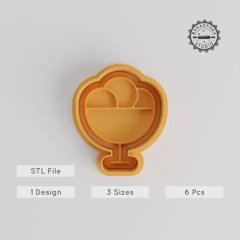 Ice Cream Cookie Cutter & Stamp Set, 3 sizes S/M/L, Perfect for Fondant & Cookies, Party Dessert Decoration