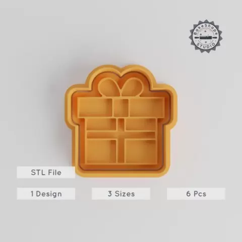 Gift Box Shape Cutter & Stamp Set, Perfect for Cookies & Fondant, 6-Piece Collection in S/M/L Sizes