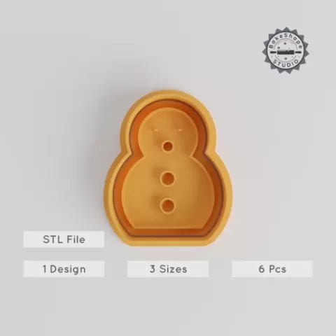 Snowman Shape Cutter & Stamp Set, Perfect for Cookies & Fondant, Winter Theme, 6-Piece Pack, S/M/L Sizes