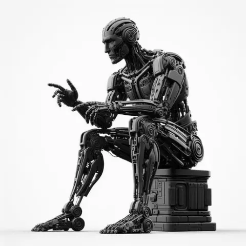 Robotic Man Sitting on Machine Box 3D Print