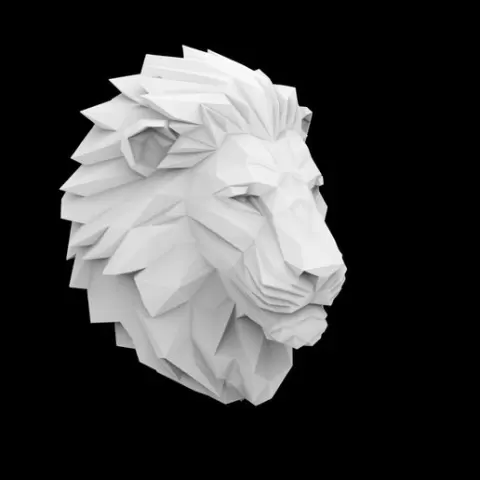 Low Poly Lion Head 3D Model