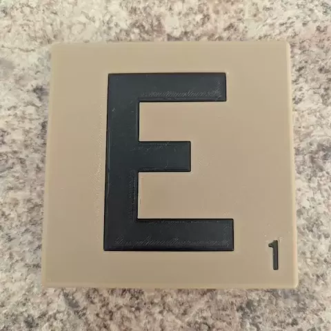 Letter E Scrabble Tile - Trash Can Guy