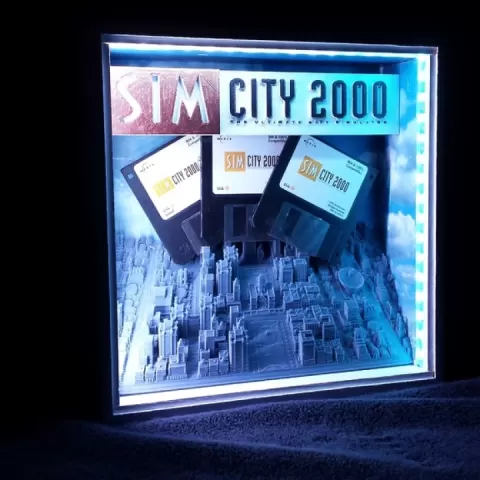Forced Perspective Simcity 2000 Shadow Box by Michael Curry