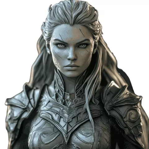 Fantasy Armored Queen Bust 100mm - 3D Printable Model