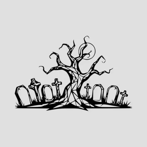 Graveyard Line Art Wall Art