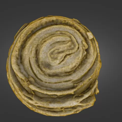 Cinnamon Bun — Laser-Scanned 3D Model (500k & 1.5M OBJ/STL) — Swirled Pastry Detail - By ScanPantry