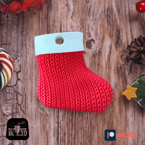 Knitted Sock Ornament / Keychain