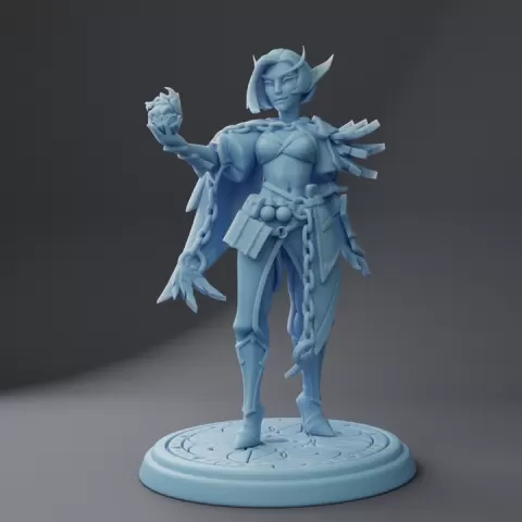 Ynn the Nightborne Elf Warlock ( Female Elf Warlock / Sorcerer / Mage / Warcraft Nightborne ) by Twin Goddess Miniatures