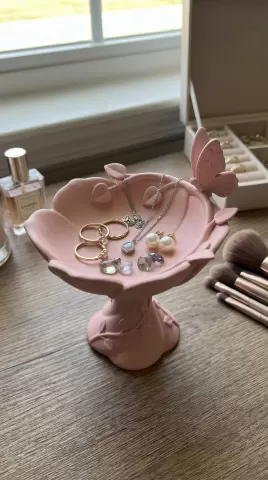 Blush Butterfly Jewelry Tray STL | Coquette Vanity Catchall | Floral Pedestal Ring Holder | Elegant