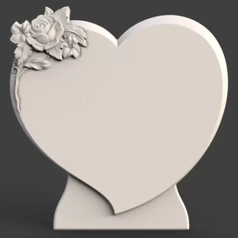 Memorial tombstone with rose 3D Model