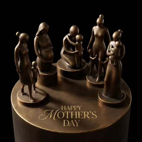 Mother’s Day 5-Piece Sculpture Set – Minimalist Mom & Child Figurines Collection – Emotional Family Art – 3D Printable STL Bundle