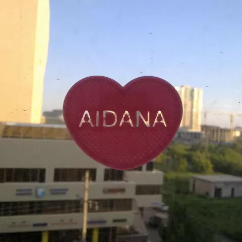 Hearts with Kazakh female names by Dias Tastanbekov