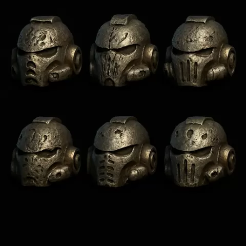 Battle-Damaged Grimdark Armor Helmet Bits Set - Compatible