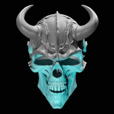 Stylized Fantasy Skull - STL File for 3D Printing, 3d print, demon, horror, fantasy, horns, STL, printable, 3DPRINTING, FORSALE