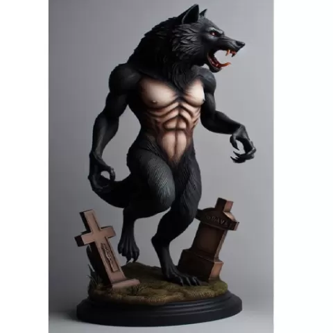 1732 COLORFUL Werewolf Howling – 3D Model, character, DND, skull, monster, troll, skeleton, cat, minimalist, miniature, figurine, collectible, fantasy, gorgon, decorative, Halloween, serpent, STL