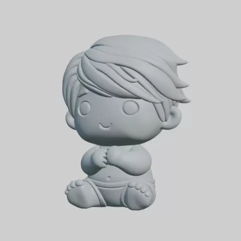 Cute Baby Sitting 3D Print – Labubu Style Art Toy, Designer Figurine, Collectible Model