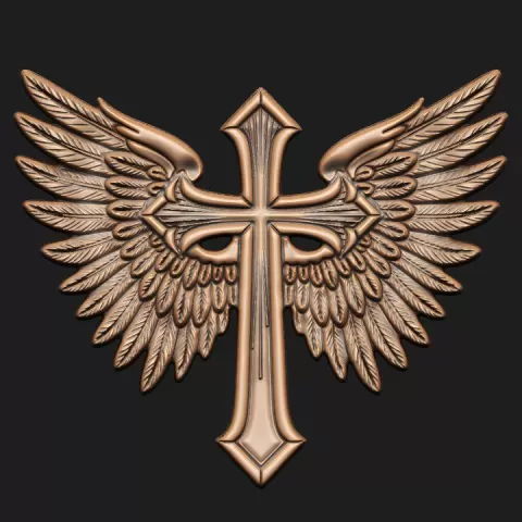 wings guardian angel iris pray Jesus badge ornate-carving by OL22
