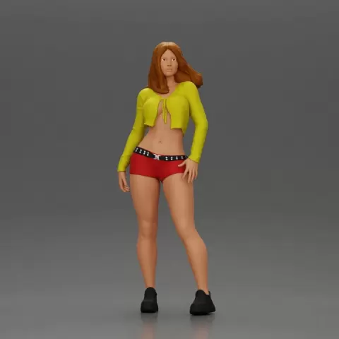 Sexy girl posing in a mini open skirt and shorts by 3DGeschaft Miniatures Figures