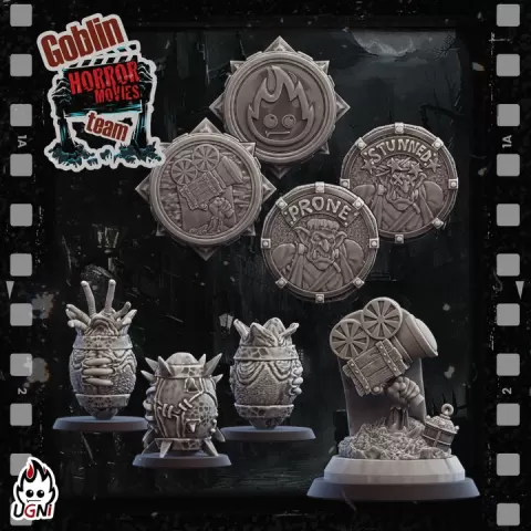 Team tokens and balls for Horror Movie Villains (Goblins proxy) - UGNI - Fantasy Football by UGNI Miniatures