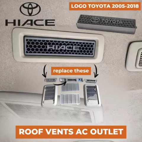🌬️HIACE Roof Air Conditioning OUTLET Vent Grill Toyota Hiace Commuter 2005–2018 TOYOTA LOGO