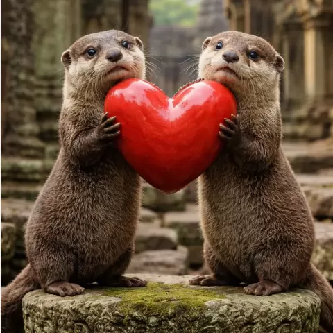 Valentines Otters - Andy Smiling Creative