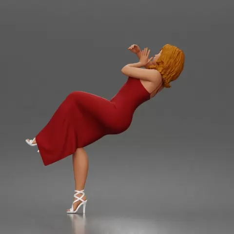 Leaning Back Receiving Kiss Long Dress Strappy Heels Hair Down by 3DGeschaft Miniatures Figures