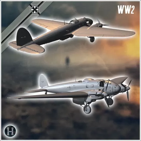 Heinkel He 111 airliner and bomber aircraft (6) - Germany Eastern Western Front Normandy Stalingrad Berlin Bulge WWII by Hartolia Miniatures